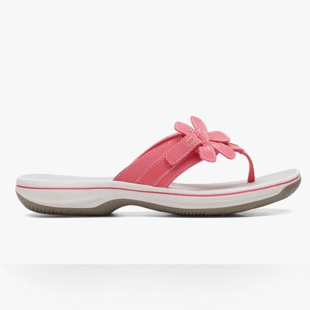 EUC Clarks unisex-adult Brinkley Bright Floral Coral Sandals